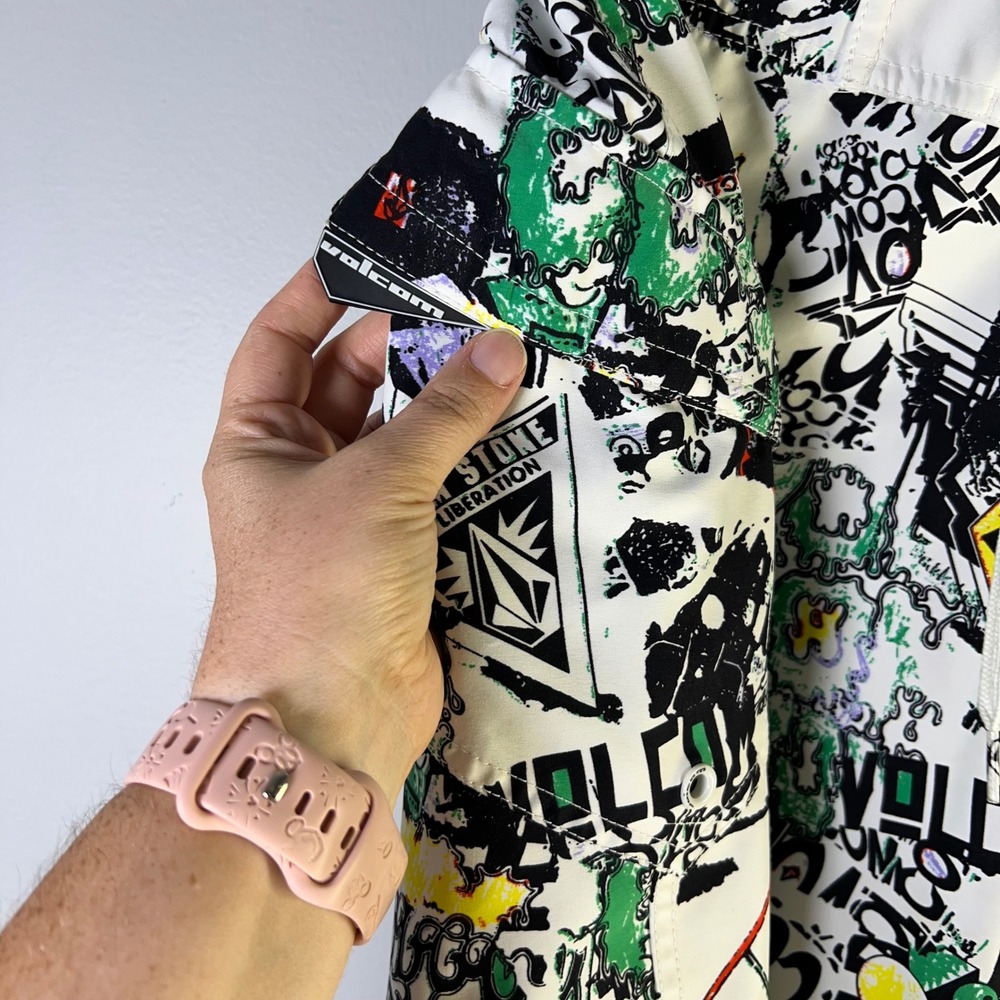 Volcom ModTech Mens Sz 33 Boardshorts Graffiti Print Swim Trunks Colorful Beach - Picture 5 of 16